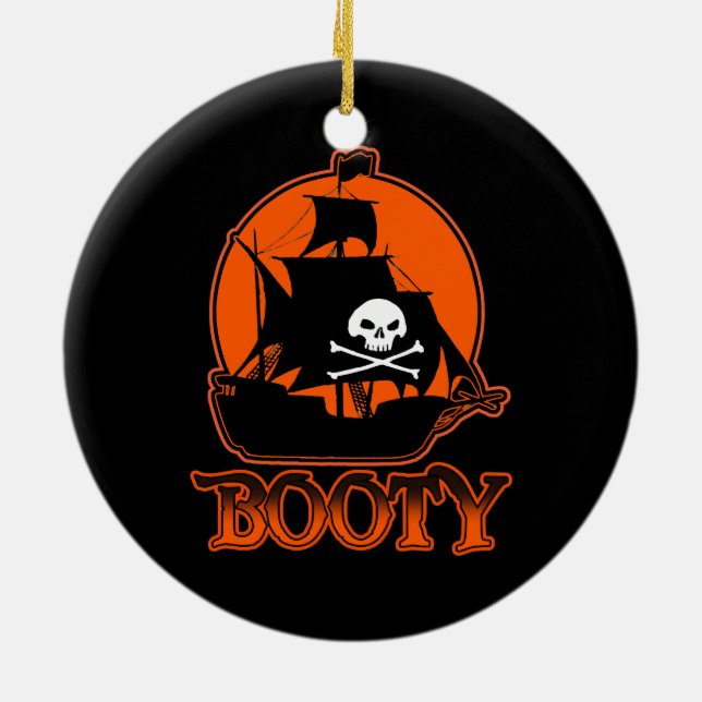 Halloween Pirate Booty Ceramic Tree Decoration (Back)