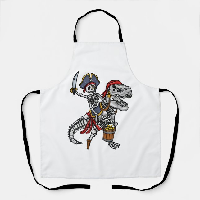 Halloween Pirate Dinosaur Skeleton Apron (Front)