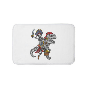 Halloween Pirate Dinosaur Skeleton Bath Mat