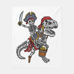 Halloween Pirate Dinosaur Skeleton Fleece Blanket