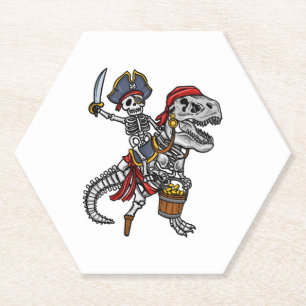 Halloween Pirate Dinosaur Skeleton Paper Coaster