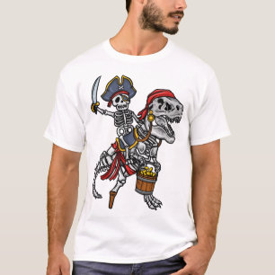 Halloween Pirate Dinosaur Skeleton T-Shirt