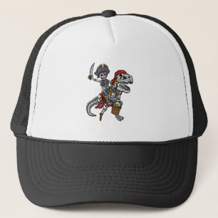 Halloween Pirate Dinosaur Skeleton Trucker Hat