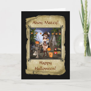 Halloween Pirate Girl Greeting Card