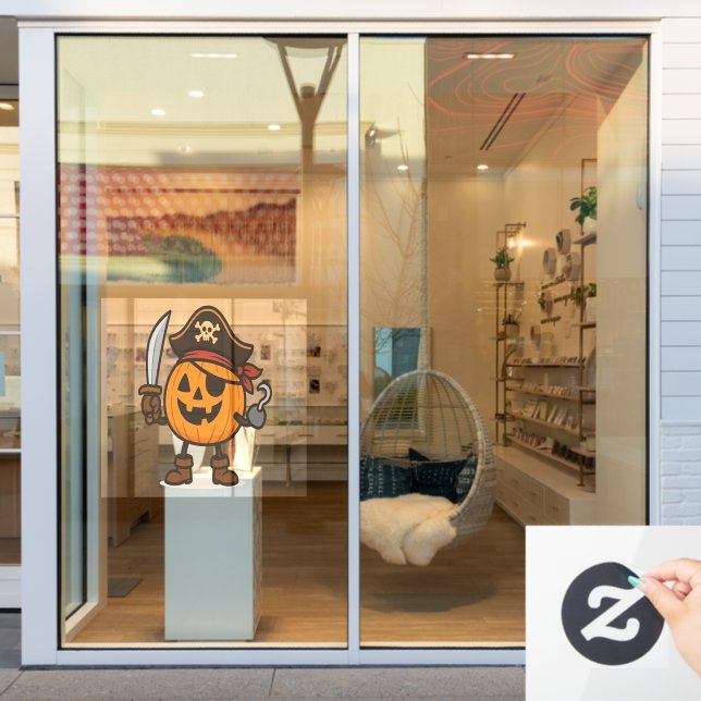 Halloween pirate Jack-o-Lantern (Store Window)