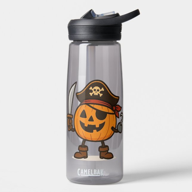 Halloween pirate Jack-o-Lantern Water Bottle (Left)
