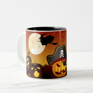 Halloween Pirate Pumpkin Two-Tone Coffee Mug