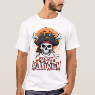 Halloween Pirate Skull Crossbones Vector Graphic T-Shirt