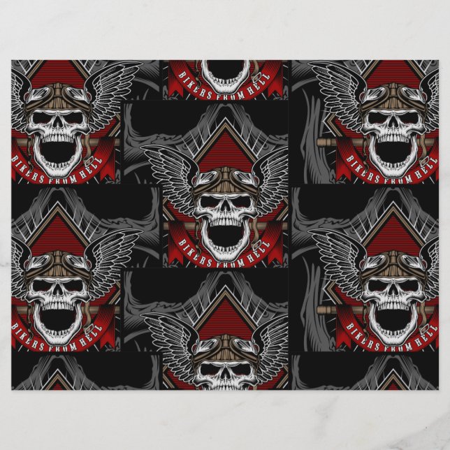 Halloween Pirate Skull Scrapbook Paper (Front)