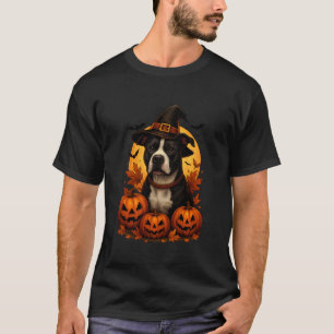 Halloween Pitbull Witch Hat Pumpkin Dog Lover T-Shirt