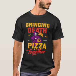 Halloween Pizza Ghost Grim Reaper Spooky Foodie T-Shirt