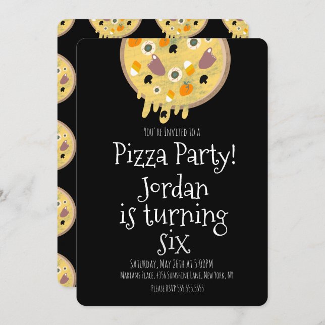 Halloween Pizza Party Gross Toppings Birthday Invitation (Front/Back)