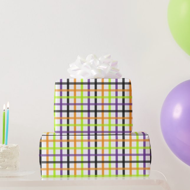 Halloween Plaid 8 Wrapping Paper (Party Gifts)