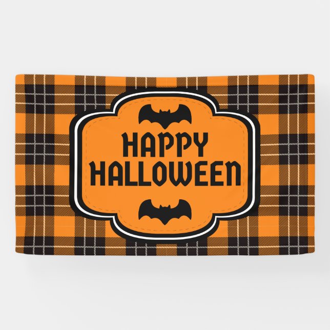 Halloween Plaid Pattern Banner (Horizontal)