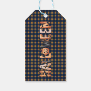 Halloween Plaid Pumpkin Gift Tags