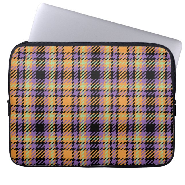 Halloween Plaid Tartan Laptop Sleeve (Front)