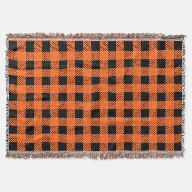 Halloween Plaid Throw Blanket (Front)