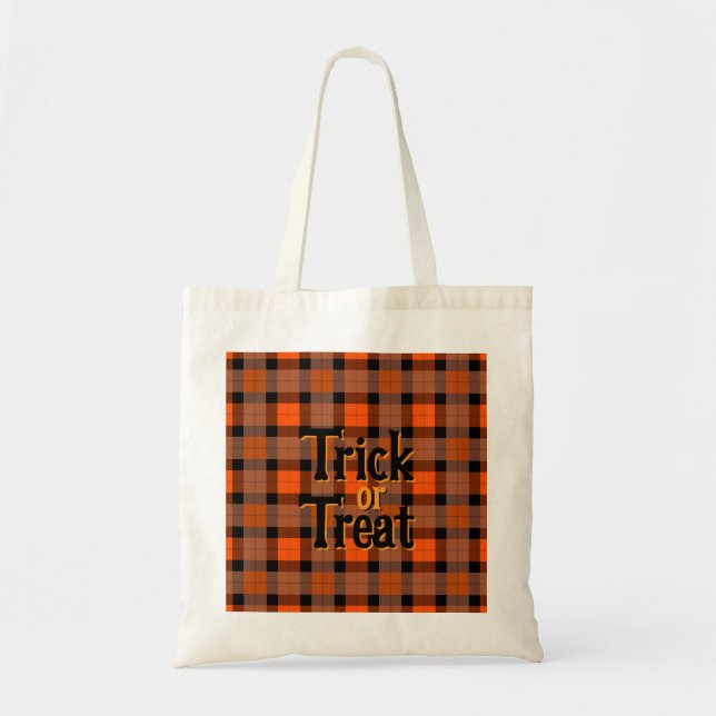 Halloween Plaid Trick Or Treat  Tote Bag (Front)