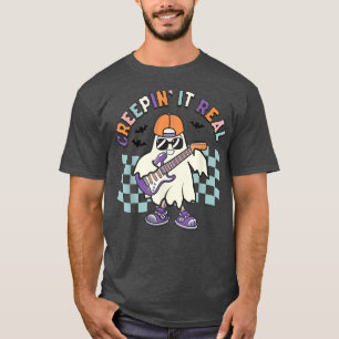 Halloween Playing Guitar Ghost Guitarist Creepin' T-Shirt