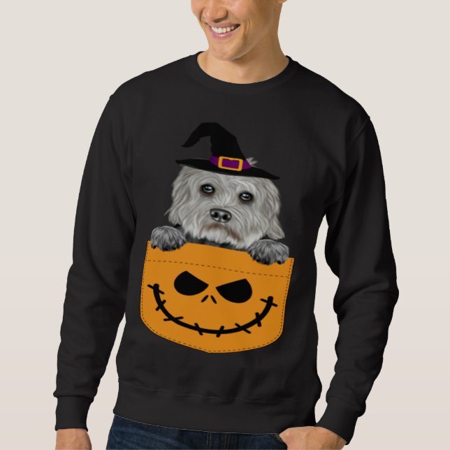 Halloween Pocket Dandie Dinmont Terrier Scary Jack Sweatshirt (Front)