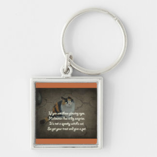 Halloween Poem - Calico Cat Key Ring