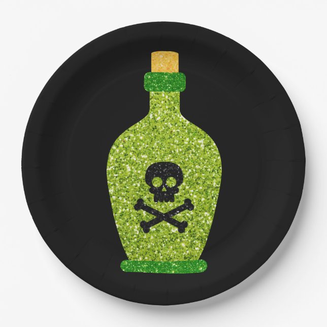 Halloween Poison Glitter Paper Plate (Front)