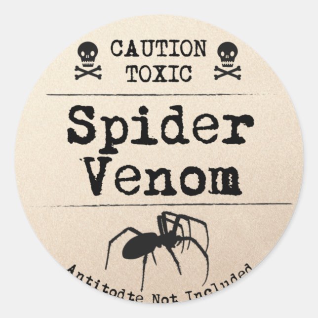 Halloween Poison Spider Venom Skull and Bones  Classic Round Sticker (Front)