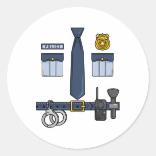 Halloween Policeman Costume Halloween Police Offic Classic Round Sticker