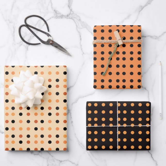 Halloween Polka Dot Pattern Wrapping Paper Sheet (Front)