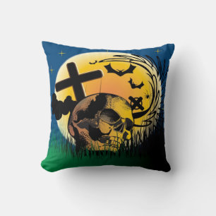Halloween Polyester Throw Pillow/Spooky Scene Cushion