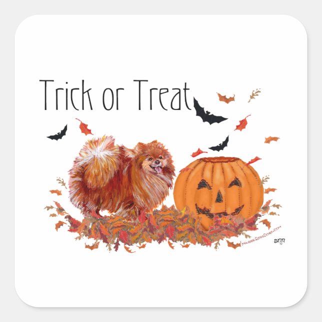 Halloween Pomeranian Square Sticker (Front)
