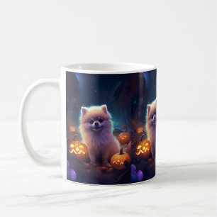 Halloween Pomeranian With Pumpkins Scary  Coffee Mug