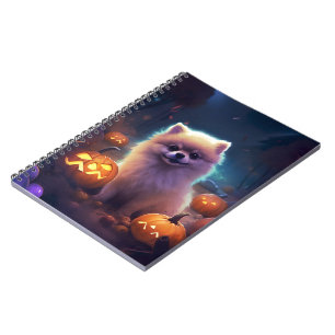 Halloween Pomeranian With Pumpkins Scary  Notebook