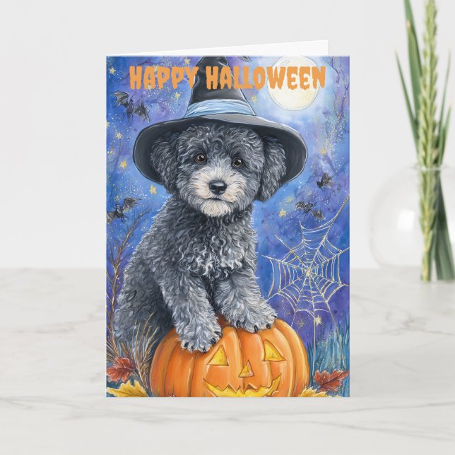 Halloween Poodle Dog Holiday Card (Front)