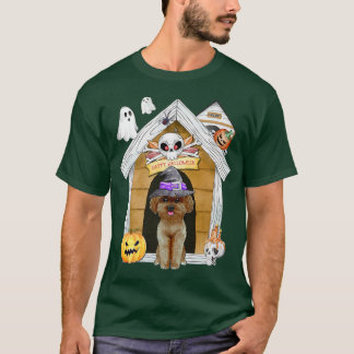 Halloween Poodle Dog Witch Haunted House T-Shirt