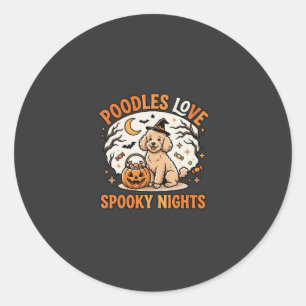 Halloween Poodle Spooky Season Classic Round Sticker