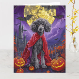 Halloween Poodle Vampire Pumpkins Scary Card