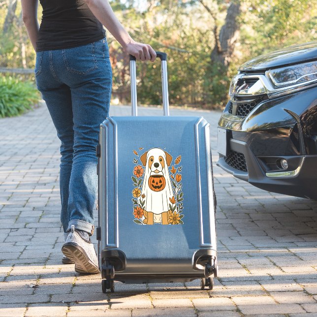 Halloween Poodle with Fall Flowers (Suitcase Insitu)