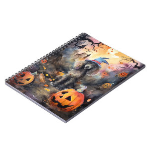 Halloween Poodle With Pumpkins Scary Notebook