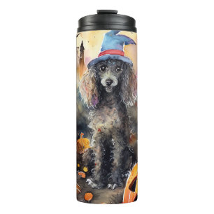 Halloween Poodle With Pumpkins Scary Thermal Tumbler