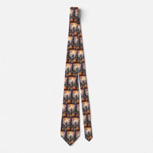  Halloween Poodle With Pumpkins Scary Tie