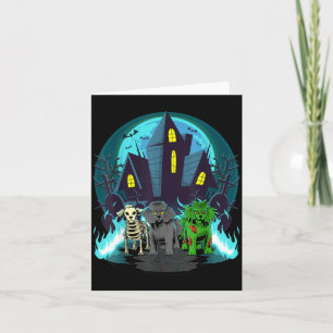 Halloween Poodles Zombie Skeleton Black Poodle Dog Card