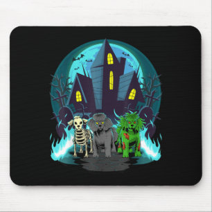 Halloween Poodles Zombie Skeleton Black Poodle Dog Mouse Pad
