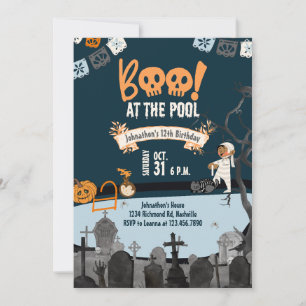 Halloween Pool Party Kids Swim Halloween Birthday Invitation