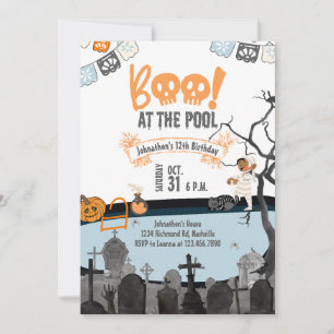 Halloween Pool Party Kids Swim Halloween Birthday Invitation
