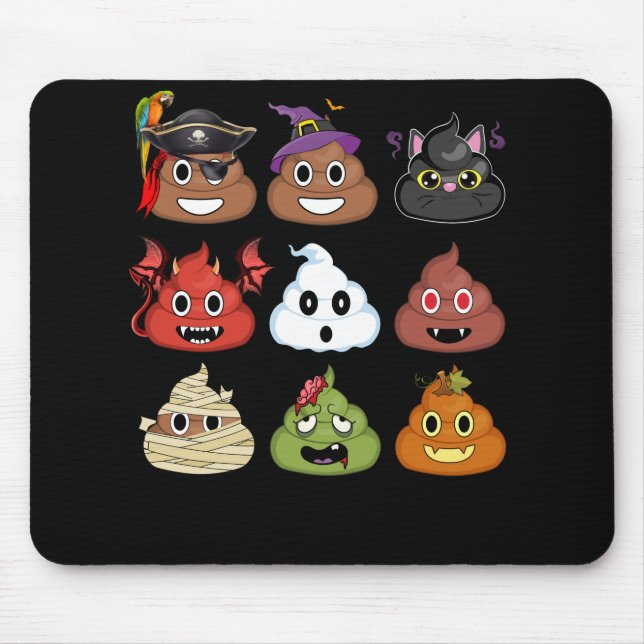 Halloween Poop Emojis Face  Pumpkin Pirate Mummy Mouse Pad (Front)