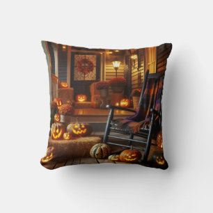 Halloween Porch & Black Rocker Cushion