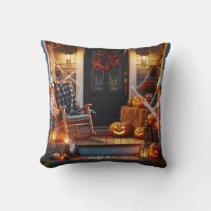 Halloween Porch & Jack-O-Lanterns Cushion