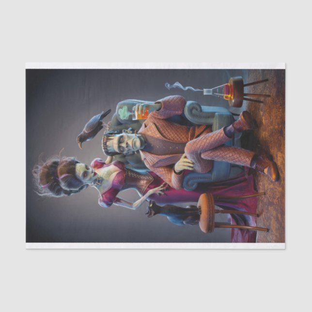 Halloween Portrait, A Monster & His Bride  Tissue Paper (Front)