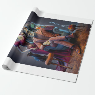 Halloween Portrait, A Monster & His Bride Wrapping Paper
